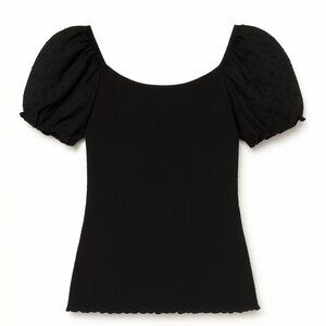 Art Class Black Puff Sleeve Smocked Top – Girls Size L (10/12)